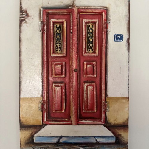 Wooden wall art by Stratakou like new 42x27