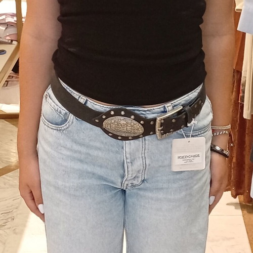 Peace+Chaos leather belt new, black with silver details