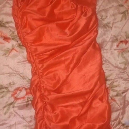 Eva & Lola Satin Dress with One Shoulder and Crystals like new, pink