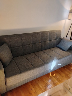 Καναπές-Κρεβάτι τριών θέσεων με αποθηκευτικό χώρο σαν καινούργιο, ανθρακί