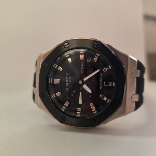 Casio G-Shock GA-2100 custom watch, silver steel