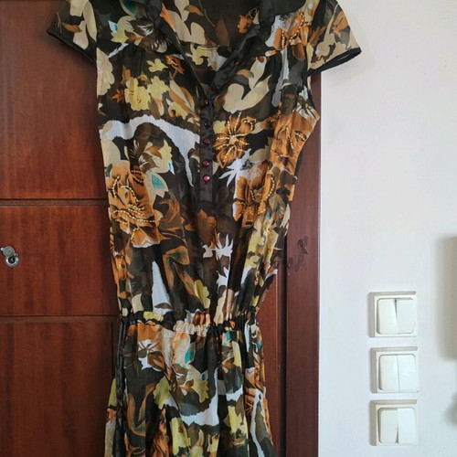 Transparent blouse dress like new, size S 36 8, beige brown