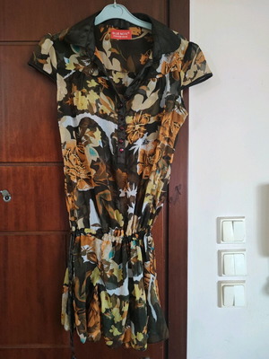 Transparent blouse dress like new, size S 36 8, beige brown