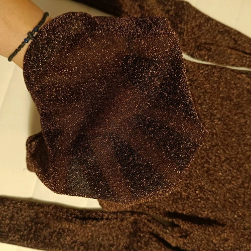 Glitter dress see-through with rhinestones brown like new