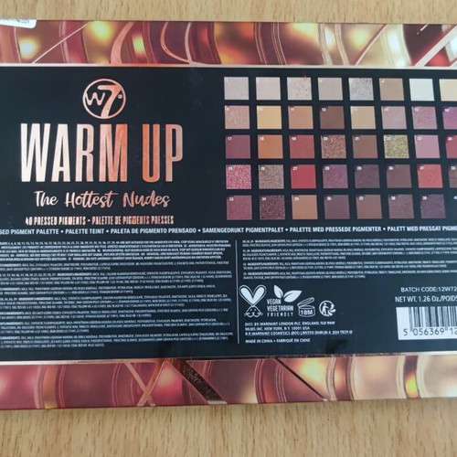 W7 Warm Up "The Hottest Nudes" eyeshadow palette, 40 shades