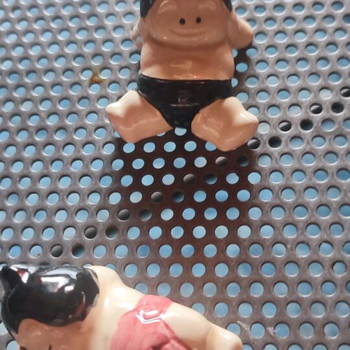 Ceramic sumo wrestlers used, set of 5