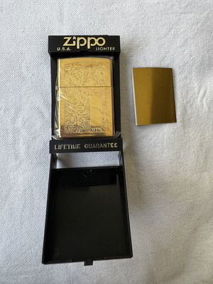 Zippo lighter new with high polish brass Venetian finish