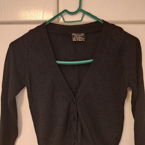 Cropped black shiny cardigan H&M like new, size S