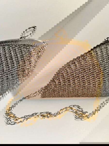 Χειροποίητη πλεκτή Τσάντα Crochet, Μπεζ