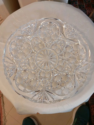 Bohemian crystal platter new, 30 cm diameter