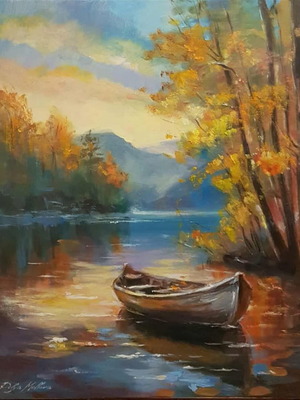 Авторска маслена картина Есенни нюанси нова, 55x45 см
