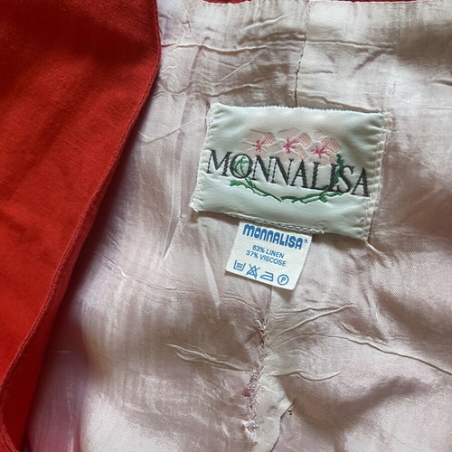 Monnalisa vintage cropped coral shirt, size S/XS