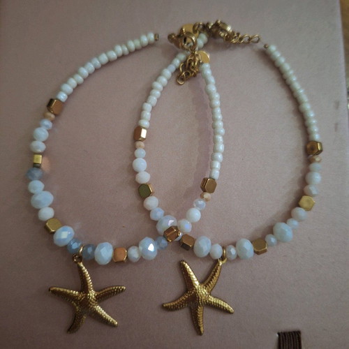 Handmade summer bracelets with glass beads and steel elements made to order