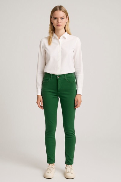 Massimo Dutti Πράσινο Παντελόνι Skinny – Μέγεθος EU 38 (M