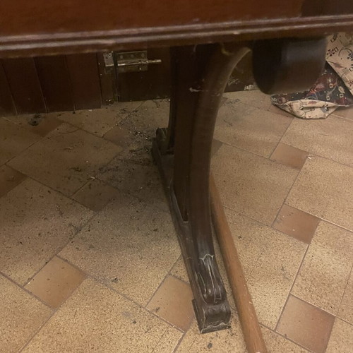 Handmade desk used with carving by Varagki and leather