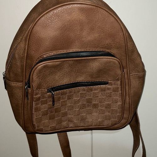 Women's backpack new, brown leatherette