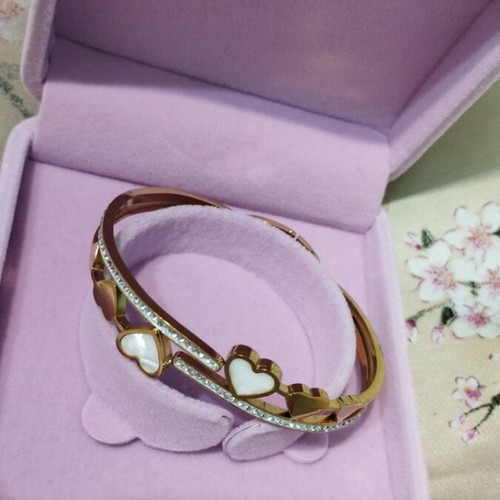 Bracelet hearts gold plated steel with enamel new