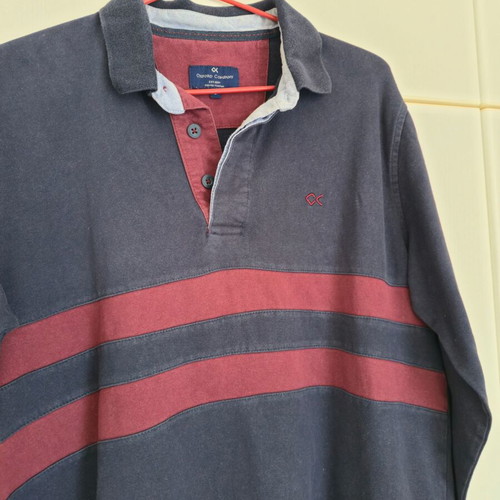 Oxford Company men's shirt used, cotton burgundy-blue, size L