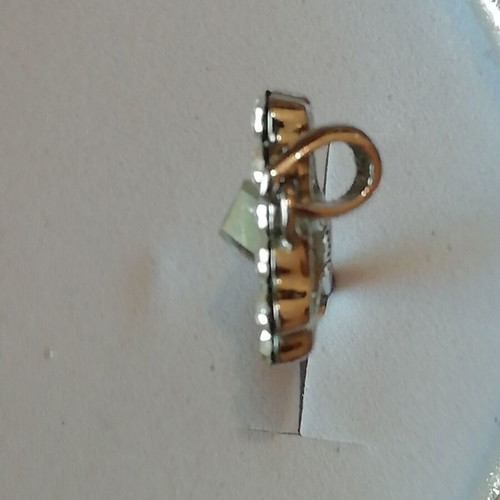 Charm stainless steel key necklace new silver with blue and clear zircon