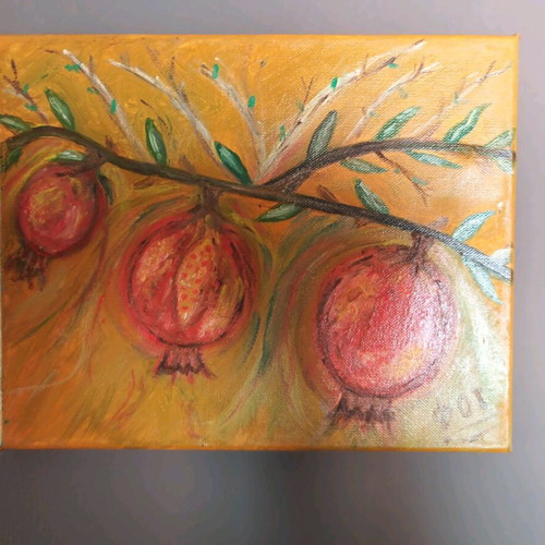 Oil painting with pomegranate theme like new