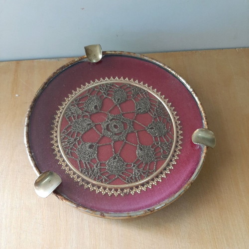 Embroidered ashtray used from 60s-70s for vintage decoration