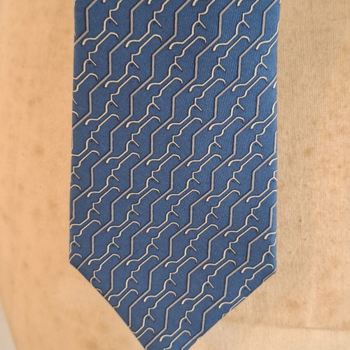 Hermes vintage silk blue tie