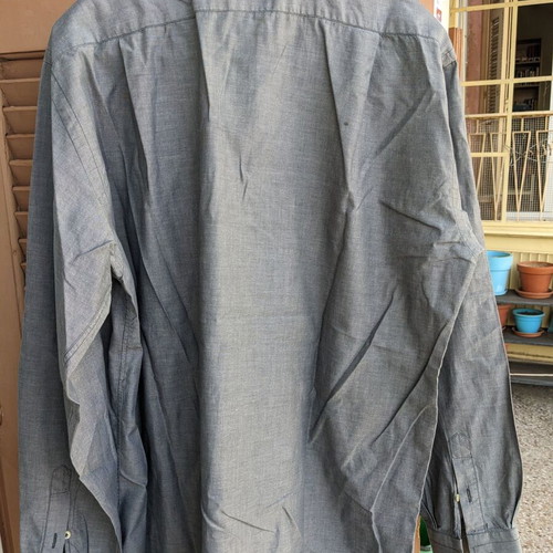 Trussardi men's shirt used, gray, size 42, 100% cotton