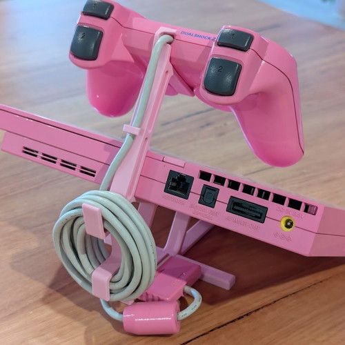 3D Printed Console and Controller Stand with Cable Management for PlayStation 2 Slim Horizontal new