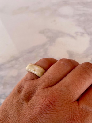Ivory Plexyglass ring new, beige and brown