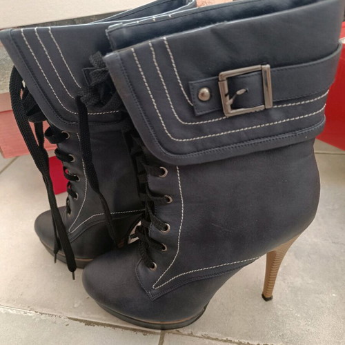 Makgio ankle boot no37 new, dark blue with wooden heel