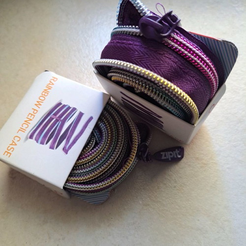 Zipit Rainbow Pencil Case mini pouch new, purple with rainbow, 20x3x12cm