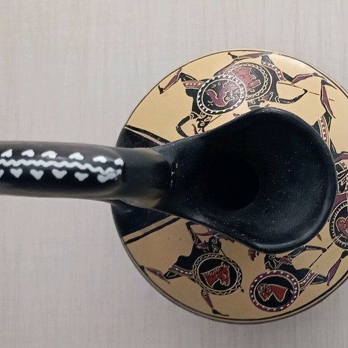 Ceramic wine jug like new with ancient Greek decoration