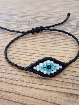 Βραχιόλι Μάτι Χειροποίητο Μακραμέ με Ιαπωνικές Χάντρες Miyuki καινούργιο