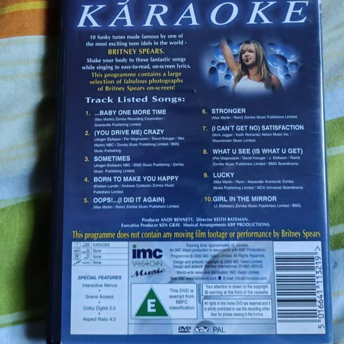 Britney Spears Karaoke Hits DVD used, pop