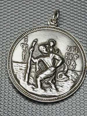 Silver 925 car pendant Saint Christopher-Panagia used