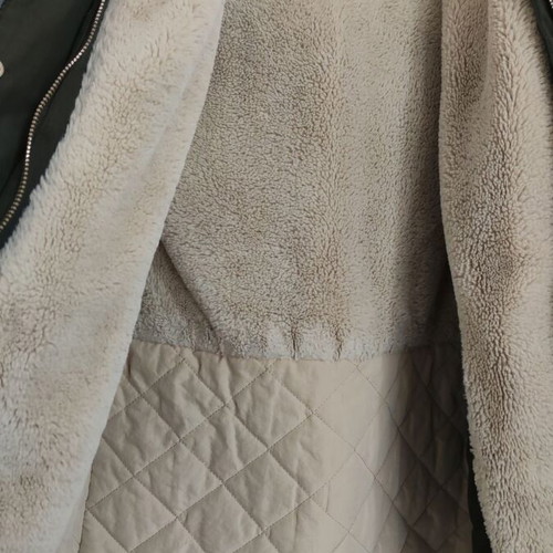 ZARA green parka jacket with fur lining, waterproof, size M