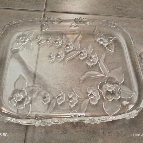 Vintage Walther Glas Crystal Serving Tray Blossom Time new