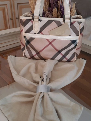 Burberry винтидж дамска чанта като нова, сив и бежов