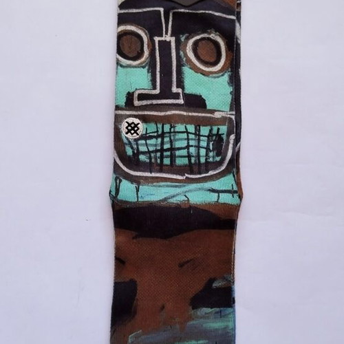 Jean-Michel Basquiat x Stance Socks New, 2 Heads on Gold Print, Size Large