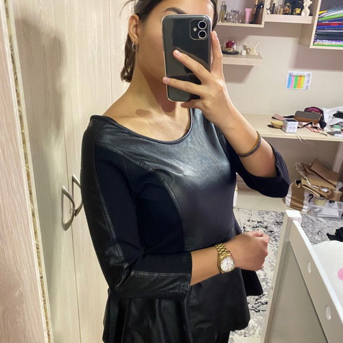 Dress with leather XL like new, black winter design