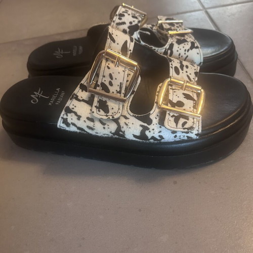 Mariella Fabiani zebra pony skin platform sandals, size 40