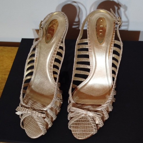 Etre shoes sandals used, beige snake pattern, size 40, 8cm heel