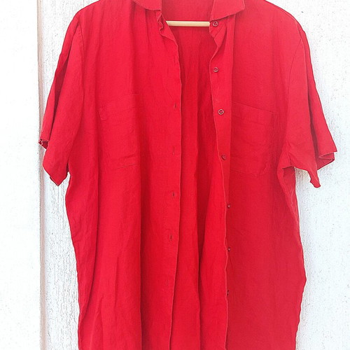 Plus Size Red Linen Shirt 2XL, Italy