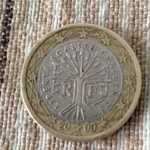 France 1 Euro 2000 rare coin with defect