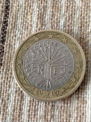 France 1 Euro 2000 rare coin with defect