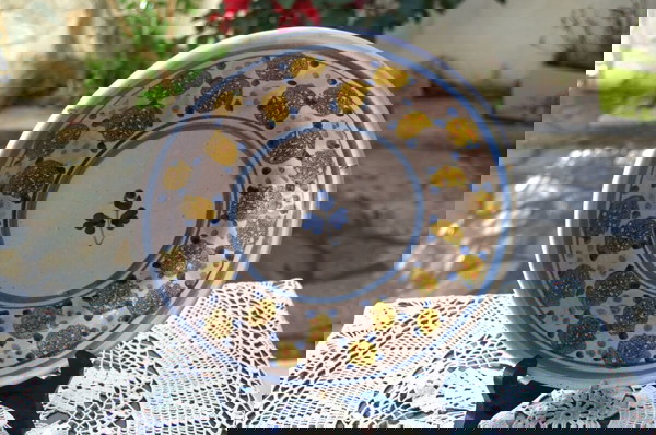 Antique ceramic plate. Caltagirone, Italy