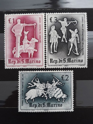 Γραμματόσημα San Marino 1963 Medieval Tournament καινούργια, 3 τεμάχια