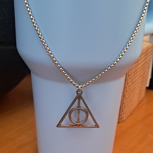 Steel pendant inspired by Deathly Hallows symbol, made to order