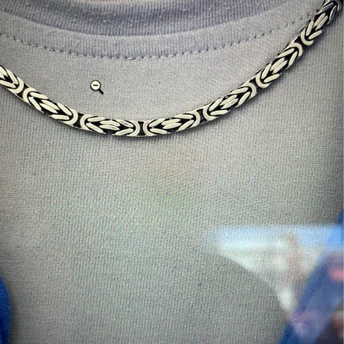 Men's Square Necklace 925 Silver 4mm 65cm New
