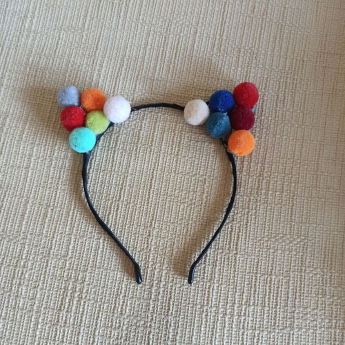Hairband for girl like new with pom poms, multicolor